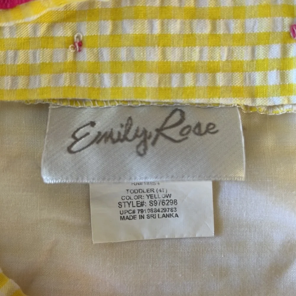 🦋EMILY ROSE Dress Yellow Gingham Pink Butterflies 4T - Picture 8 of 11